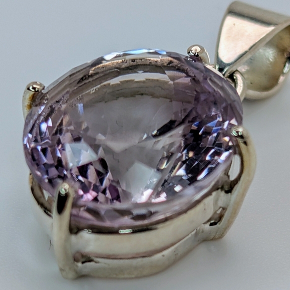 Natural Pink Amethyst Pendant S925 Sterling Silver Pendant - Picture 8 of 11